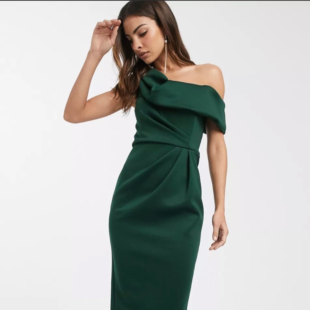 Dark green ASOS off the shoulder dress
